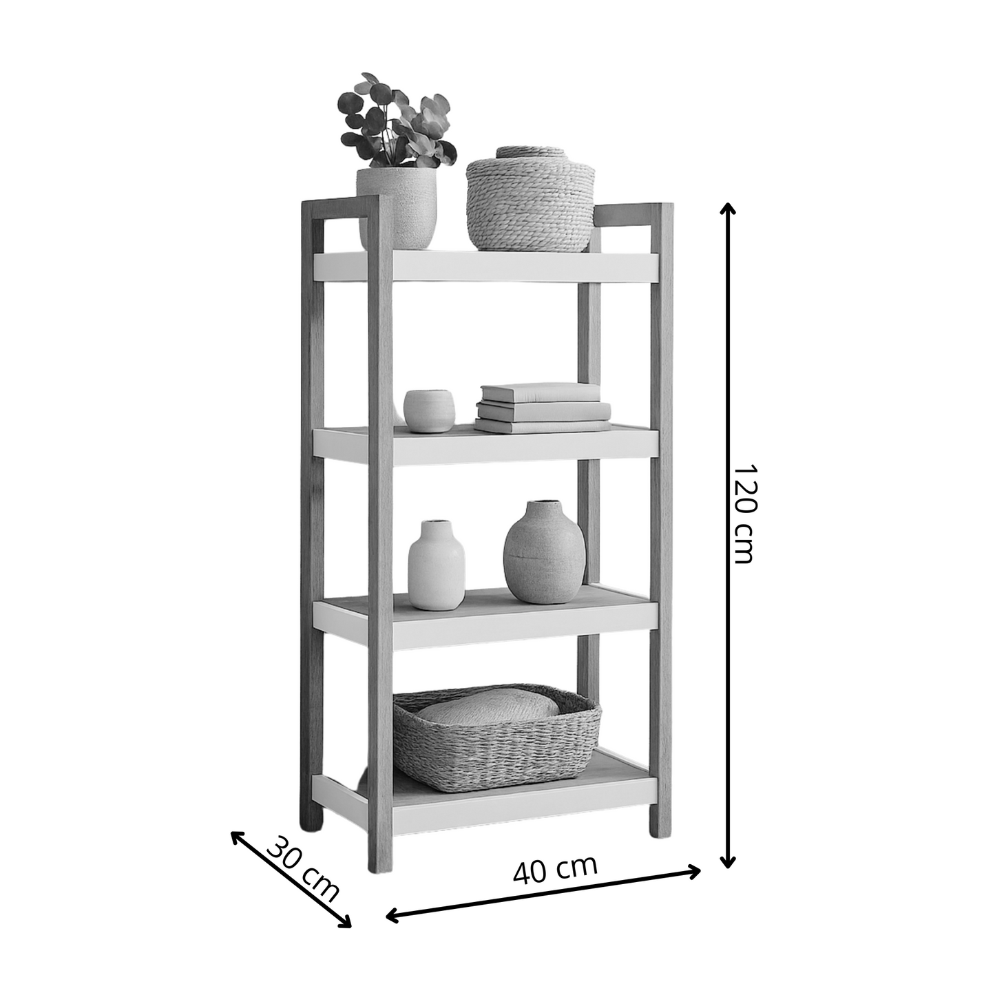 Étagère de rangement 4 niveaux en bois angélique