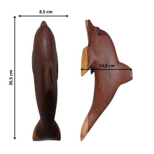 Sculpture d’Art : Dauphin en bois Wacapou