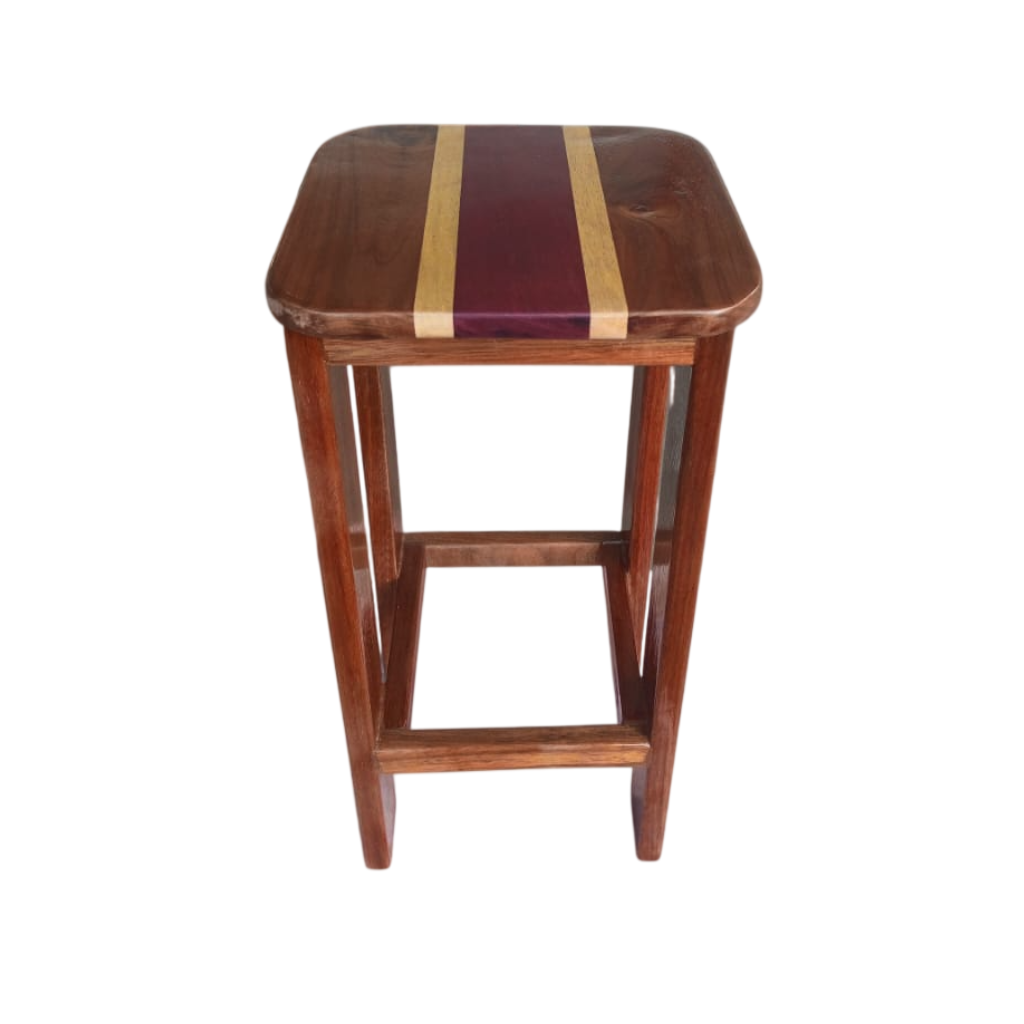 Tabouret bas Tricolore en angélique, amarante et simarouba