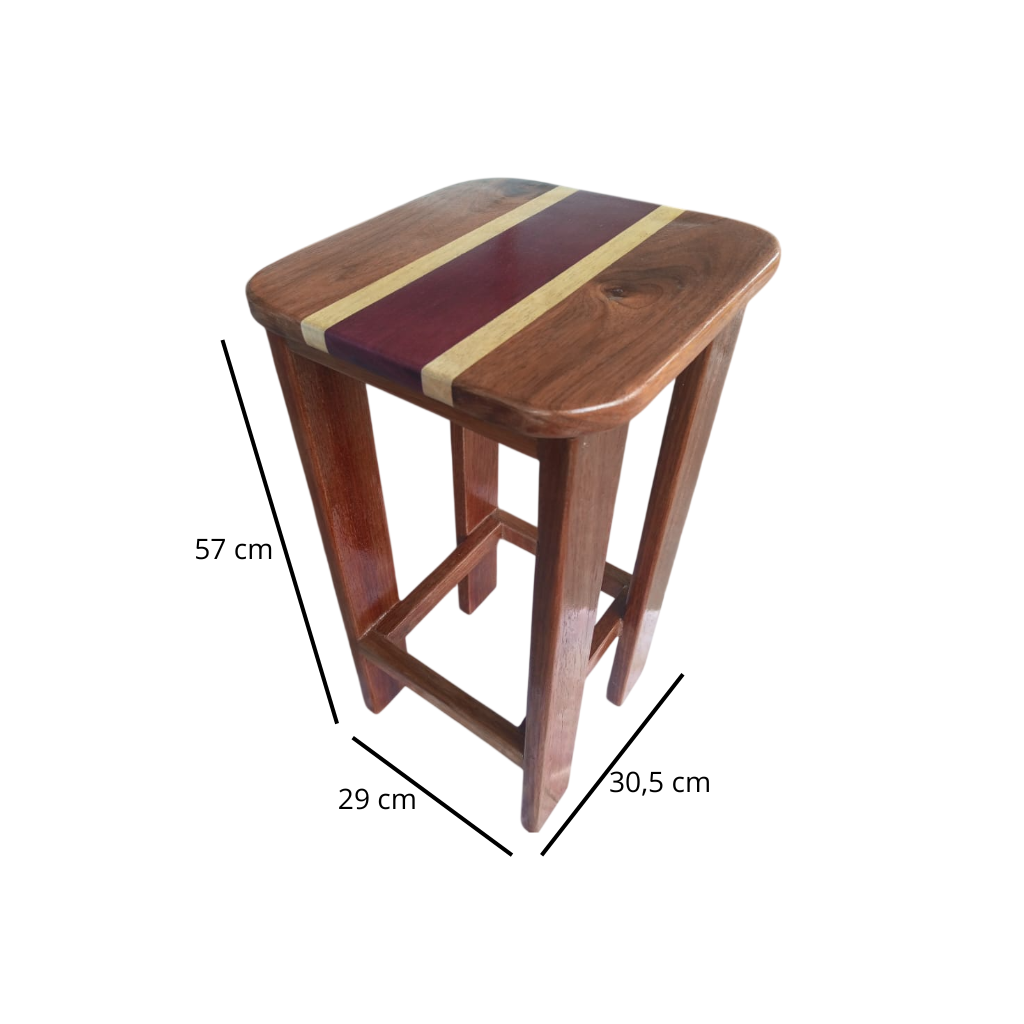 Tabouret bas Tricolore en angélique, amarante et simarouba