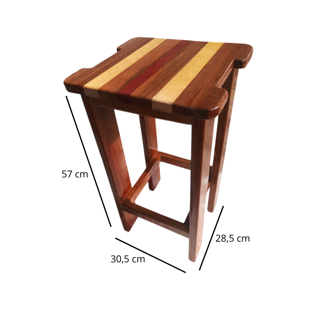 Tabouret bas en Angélique, Simarouba et Amarante